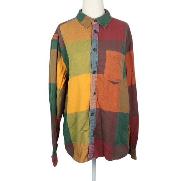 BDG Urban Outfitters Autumn Colors Check Plaid Flannel Shirt Womens M - Picture 1 of 6
